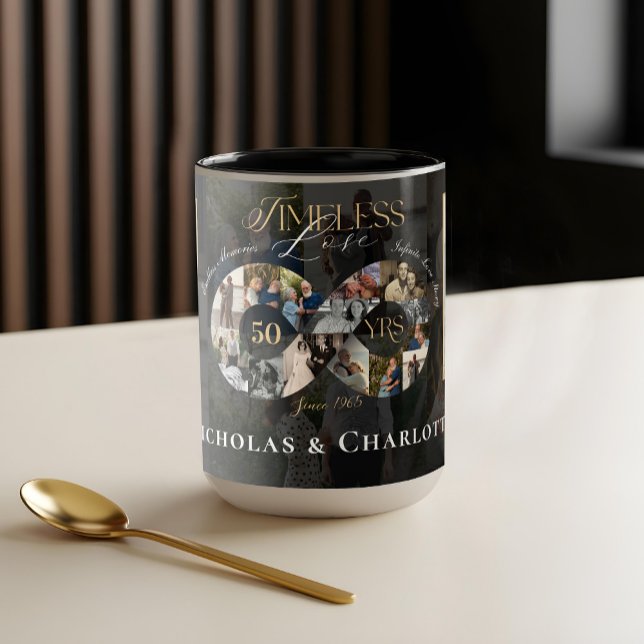 Mug Collage photo infini pour le 50e anniversaire de m (50th Wedding Anniversary Infinity Photo Collage Mug)