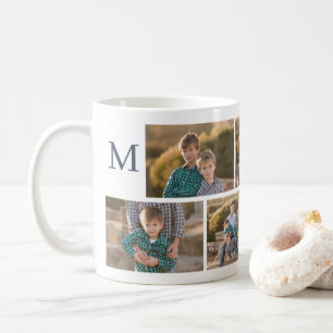 Mug Collage photo moderne 6 avec Monogramme