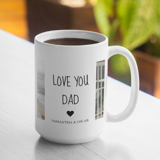 Mug Collage Photo Moderne & Cadeau J'aime Papa (Créateur téléchargé)