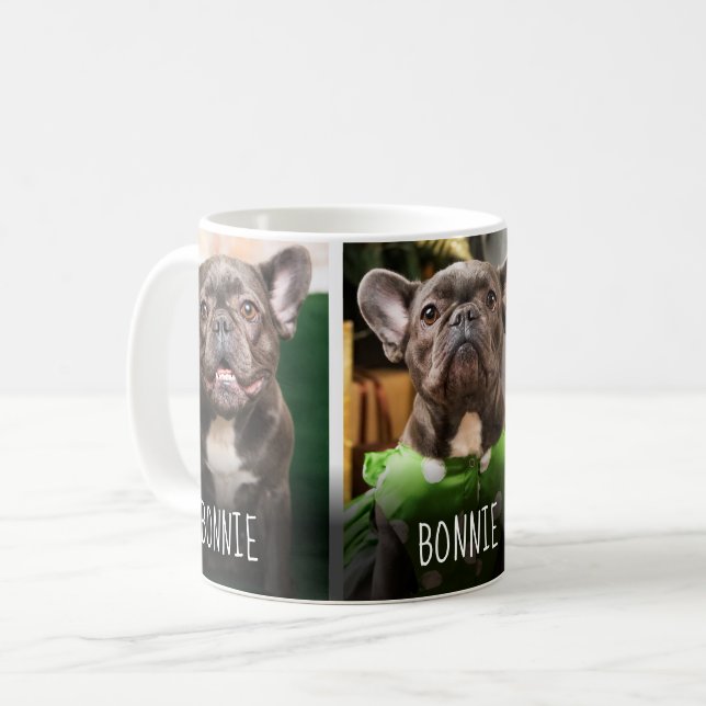 Mug Collage photo moderne de 3 noms de mignon animal d (Devant gauche)