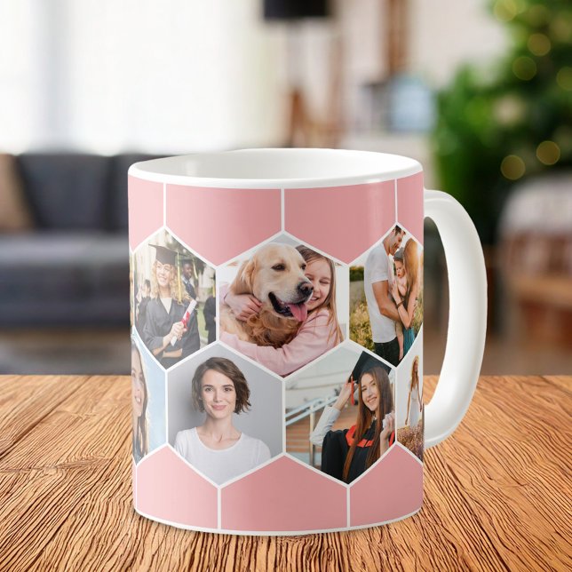 Mug Collage photo Motif Hexagon géométrique (Créateur téléchargé)