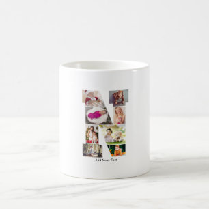 Mug Collage photo N en lettres noires et blanches
