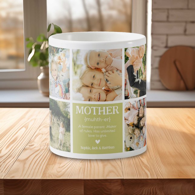 Mug Collage Photo Personnalisable Définition de Mère (Créateur téléchargé)