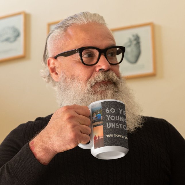 Mug Collage photo personnalisé Cadeaux d'anniversaire  (Custom Photo Collage 60th Birthday Gifts for Men Mug)