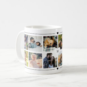 Mug Collage photo personnalisé cœur monogrammé