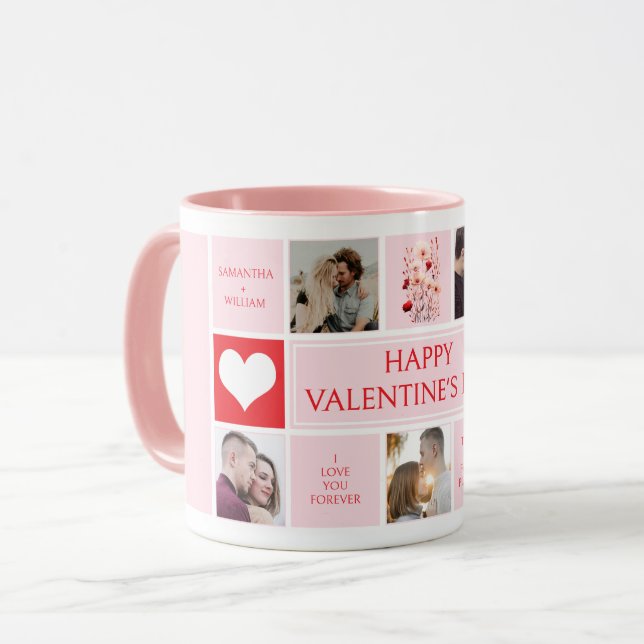 Mug Collage photo personnalisé de la Saint Valentin (Devant gauche)