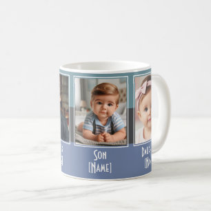 Mug Collage photo personnalisé de quatre familles Blue