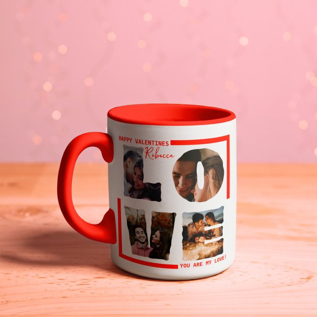 Mug Collage photo personnalisé "LOVE" dans le style mo (Créateur téléchargé)