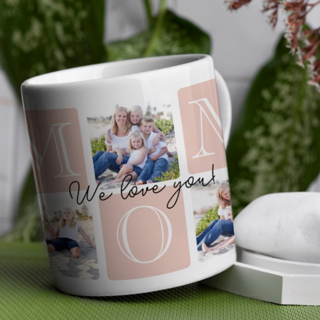 Mug Collage photo personnalisé Maman Love 7 (Celebrate mom with a timeless and elegant design that’s as special as she is!)