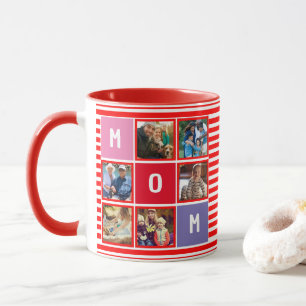 Mug Collage photo personnalisé moderne pour la fête de