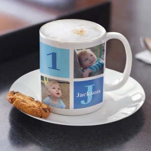 Mug Collage photo pour enfants personnalisés Cute Blue