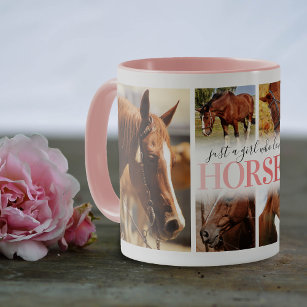 Mug Collage photo pour fille de cheval