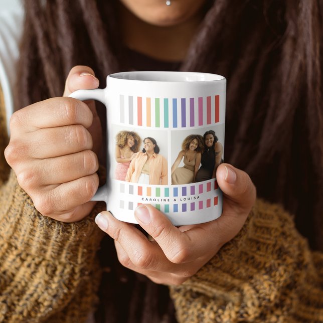 Mug Collage photo rayé de la MEILLEURE AMIE mignon mod (Créateur téléchargé)