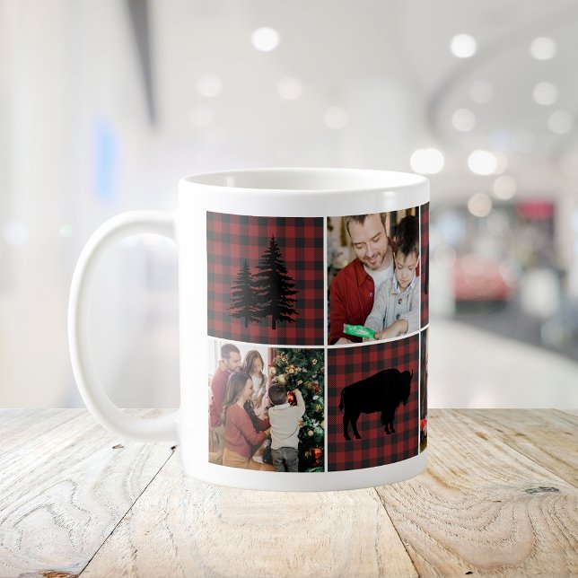 Mug Collage photo rustique de 5 photos en carreau de b (Créateur téléchargé)