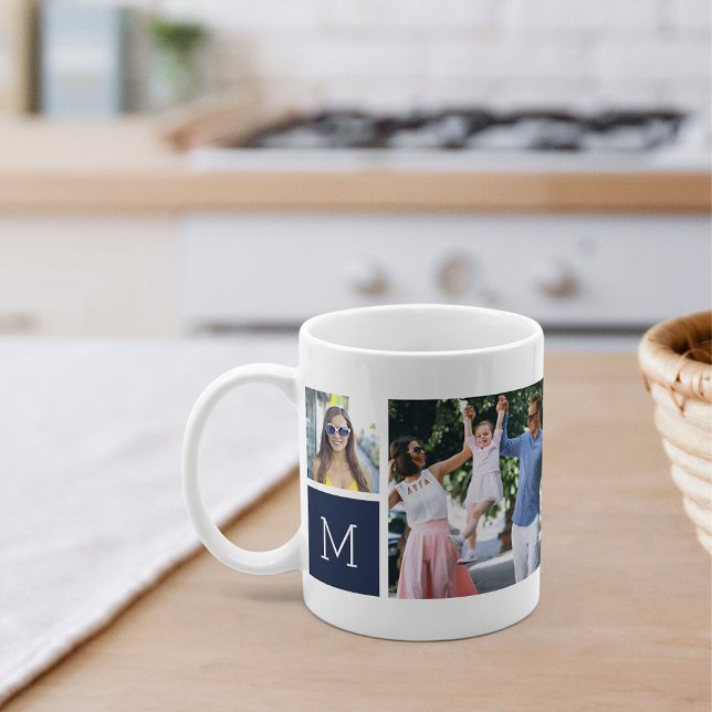 Mug Collage photo simple cool et monogramme (Créateur téléchargé)