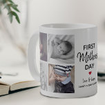 Mug Collage photo simple de la Première Mère | Maman<br><div class="desc">Créez votre propre cadeau spécial pour la première fête des mères avec cette mignonne tasse de café collage photo. Avec 8 photos carrés et le texte 'Fête des mères', le mot Mère est en écriture moderne, un petit coeur rouge mignon qui peut être changé à n'importe quelle couleur, amour &...</div>