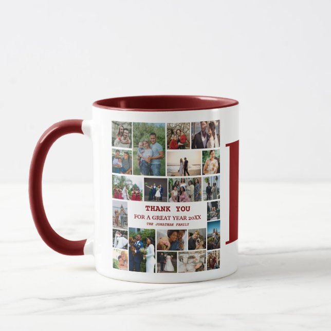 Mug Collage photo simple | Garde de monogrammes de fam (Gauche)