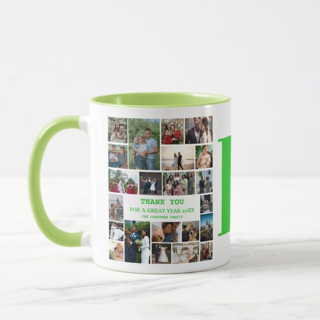 Mug Collage photo simple | Garde de monogrammes de fam (Gauche)