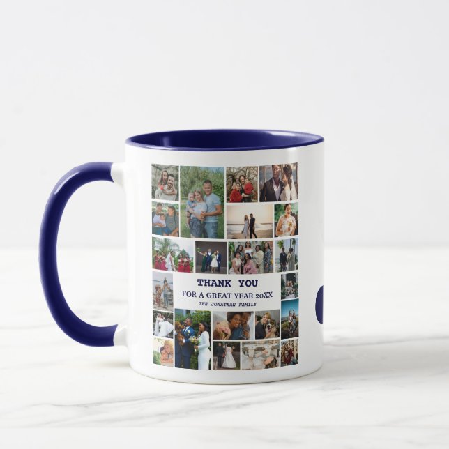 Mug Collage photo simple | Garde de monogrammes de fam (Gauche)