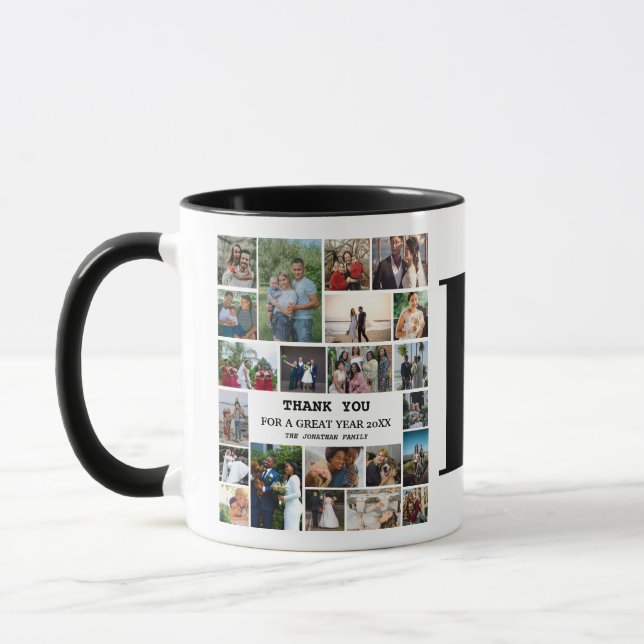 Mug Collage photo simple | Souvenir monogramme de fami (Gauche)