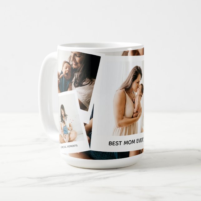 Mug Collage Photo Tendance 'Meilleure Maman Du Monde' (Devant gauche)