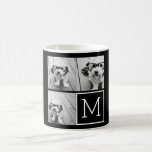 Mug Collage photo tendance noir et blanc avec Monogram<br><div class="desc">Utilisez 3 photos carrés pour créer un cadeau unique et personnel. Ou vous pouvez garder le chiot hipster et faire un gardien branché. Si vous avez besoin d'ajuster les images, cliquez sur l'outil personnaliser pour apporter des modifications.</div>