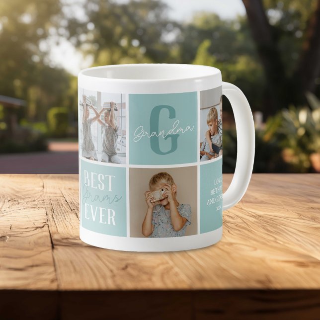 Mug Collage photo Turquoise moderne de grand-mère (Créateur téléchargé)