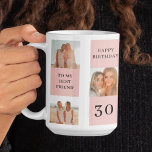 Mug Collage photos amies | Joyeux cadeau d'anniversair<br><div class="desc">Collage photos amies | Joyeux cadeau d'anniversaire.Faites de l'anniversaire de votre ami extra spécial avec ce cadeau sur mesure avec un collage de vos moments préférés ensemble! Ce cadeau d'anniversaire personnalisé d'inspiration rose est disponible exclusivement sur Zazzle, et c'est la façon parfaite de montrer à votre ami combien ils signifient...</div>