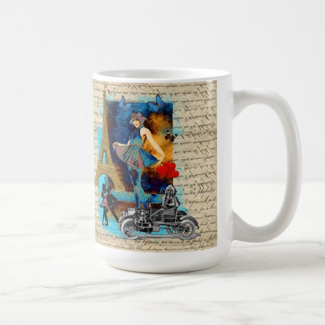 Mug Collage romantique vintage Paris (Droite)