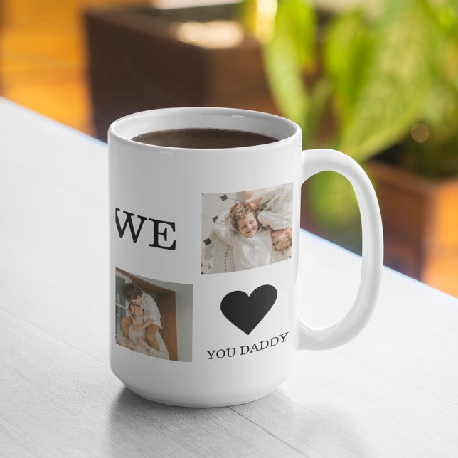 Mug Collage tendance Photo & We Love You Daddy Cadeau (Créateur téléchargé)