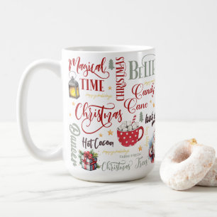 Mug Collage transparent avec le Père Noël, cacao et la