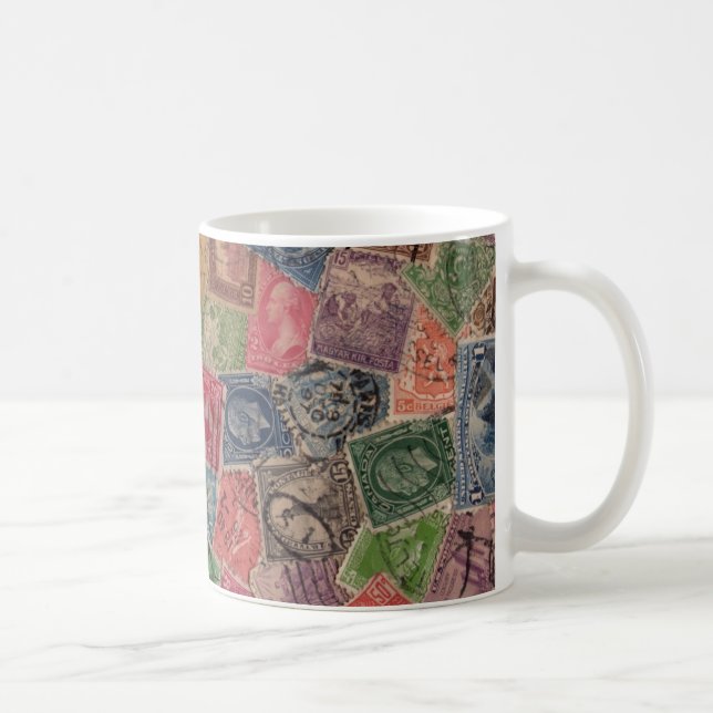 Mug Collage utilisé par cru de timbre-poste (Droite)