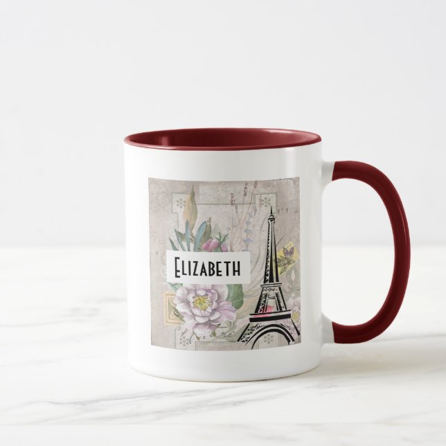 Mug Collage vintage et tour Eiffel (Droite)