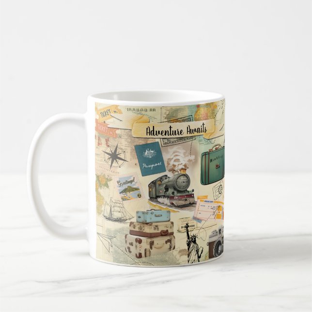 Mug Collage Vintage voyage (Gauche)