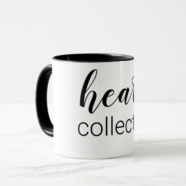 Mug Collecteur de coeur, noir et blanc (Devant gauche)
