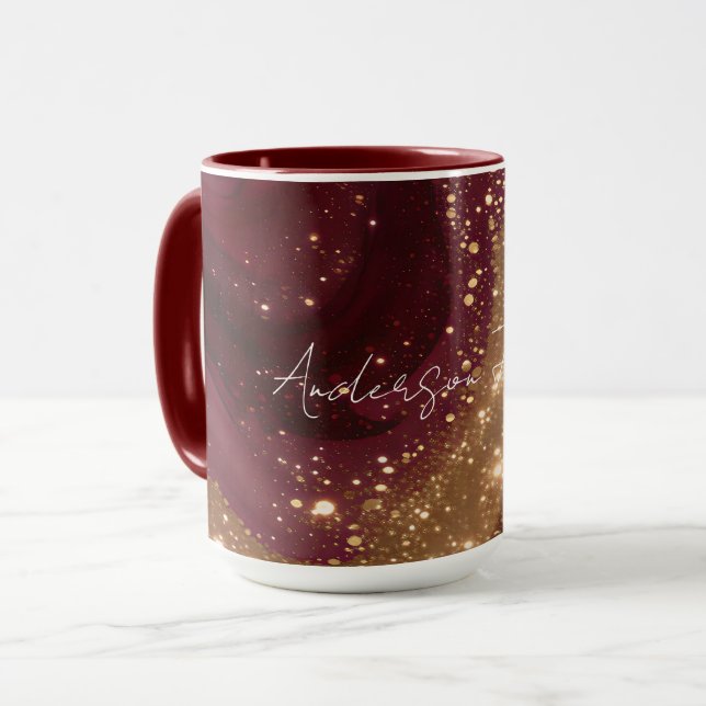 Mug Collection Bourgogne Or Luxe Moderne (Devant gauche)