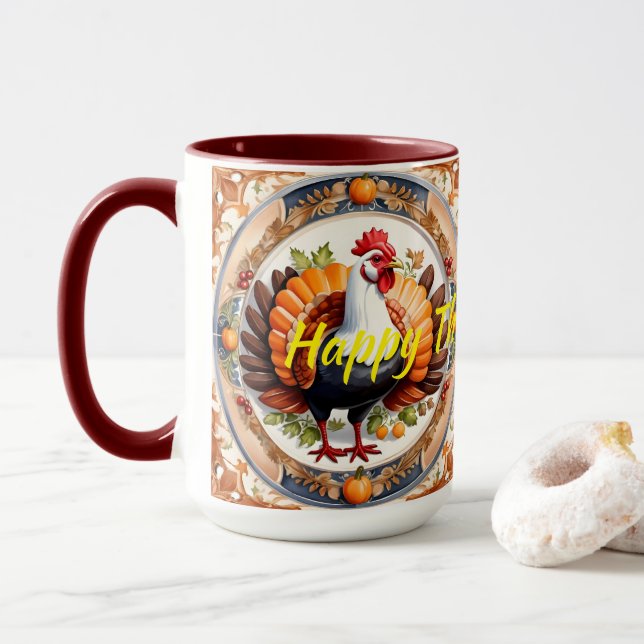Mug Collection d'automne du Citrouille Thanksgiving mo (Avec donut)