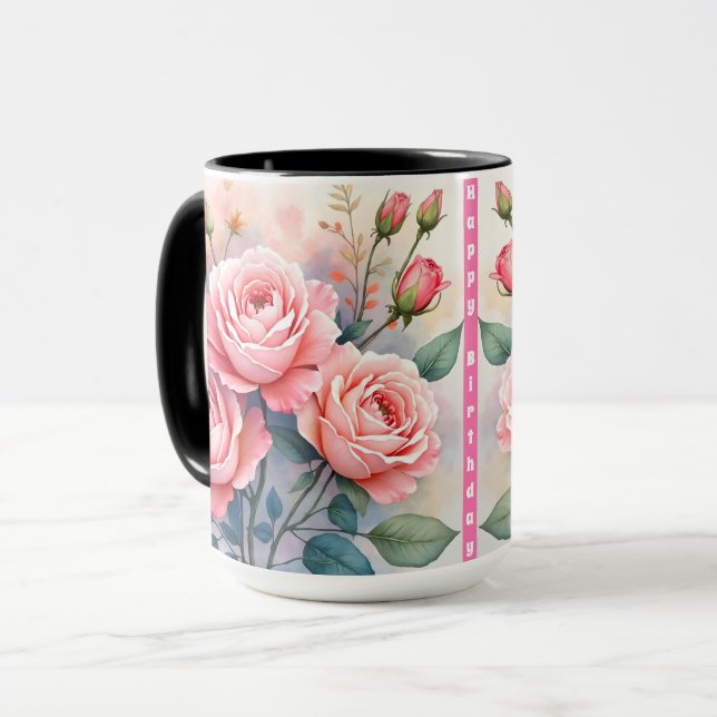 Mug Collection de belles roses roses de luxe moderne (Devant gauche)