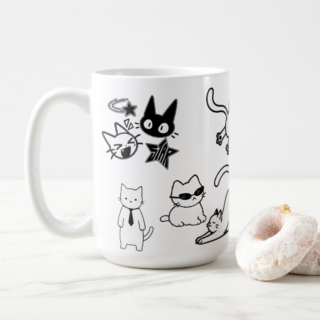 Mug Collection de chats mignons – Adorables amis félin (Avec donut)