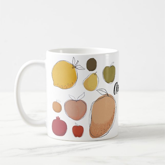 Mug Collection de fruits d'art mignonette (PERSONNALIS (Gauche)