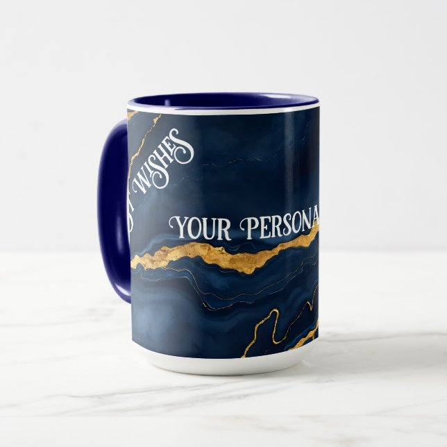 Mug Collection de marbre bleu bleu marine (Devant gauche)