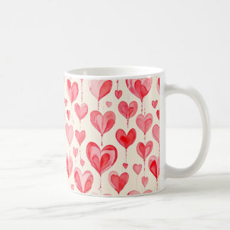 Mug Collection de motifs de cœur à l'aquarelle