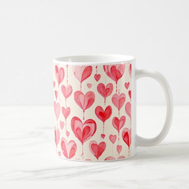 Mug Collection de motifs de cœur à l'aquarelle (Droite)