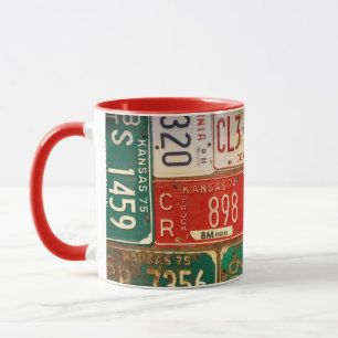 Mug collection de plaques d'immatriculation rouillées 