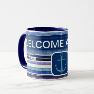 Mug Collection de rayures de bateaux bleus de la Marin