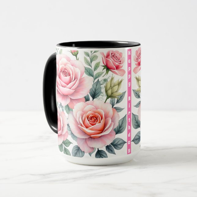 Mug Collection de roses roses de luxe populaires et be (Devant gauche)