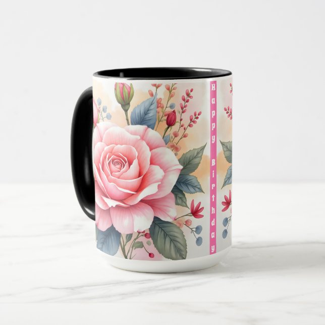 Mug Collection de roses roses luxueuses tendance et be (Devant gauche)