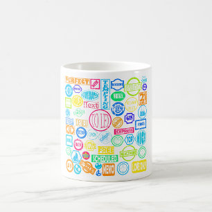Mug Collection de tampons Grunge couleur texte rétro