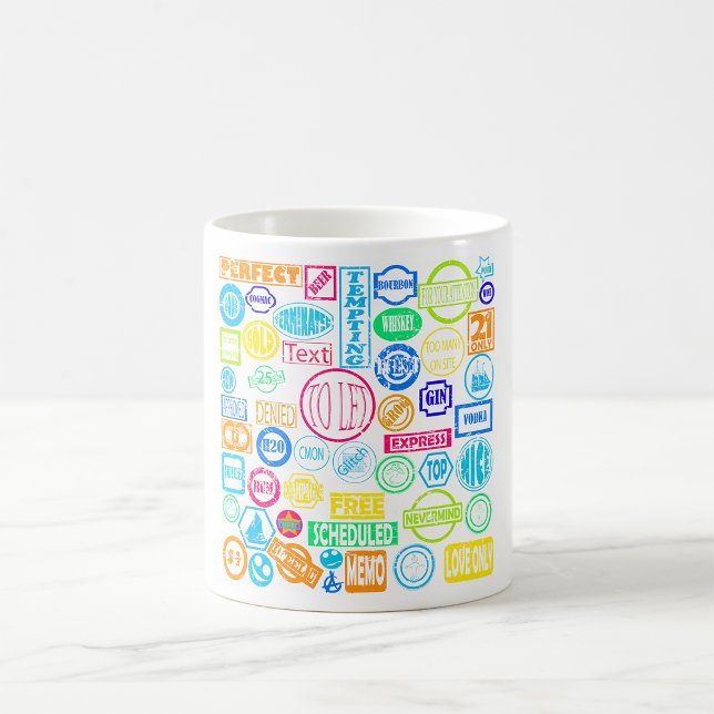 Mug Collection de tampons Grunge couleur texte rétro (Créateur téléchargé)