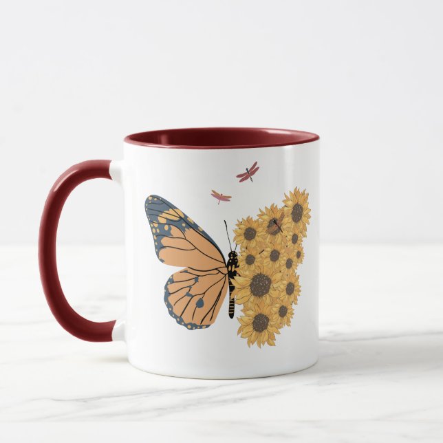 Mug Collection de tournesol moderne Papillon et libell (Gauche)